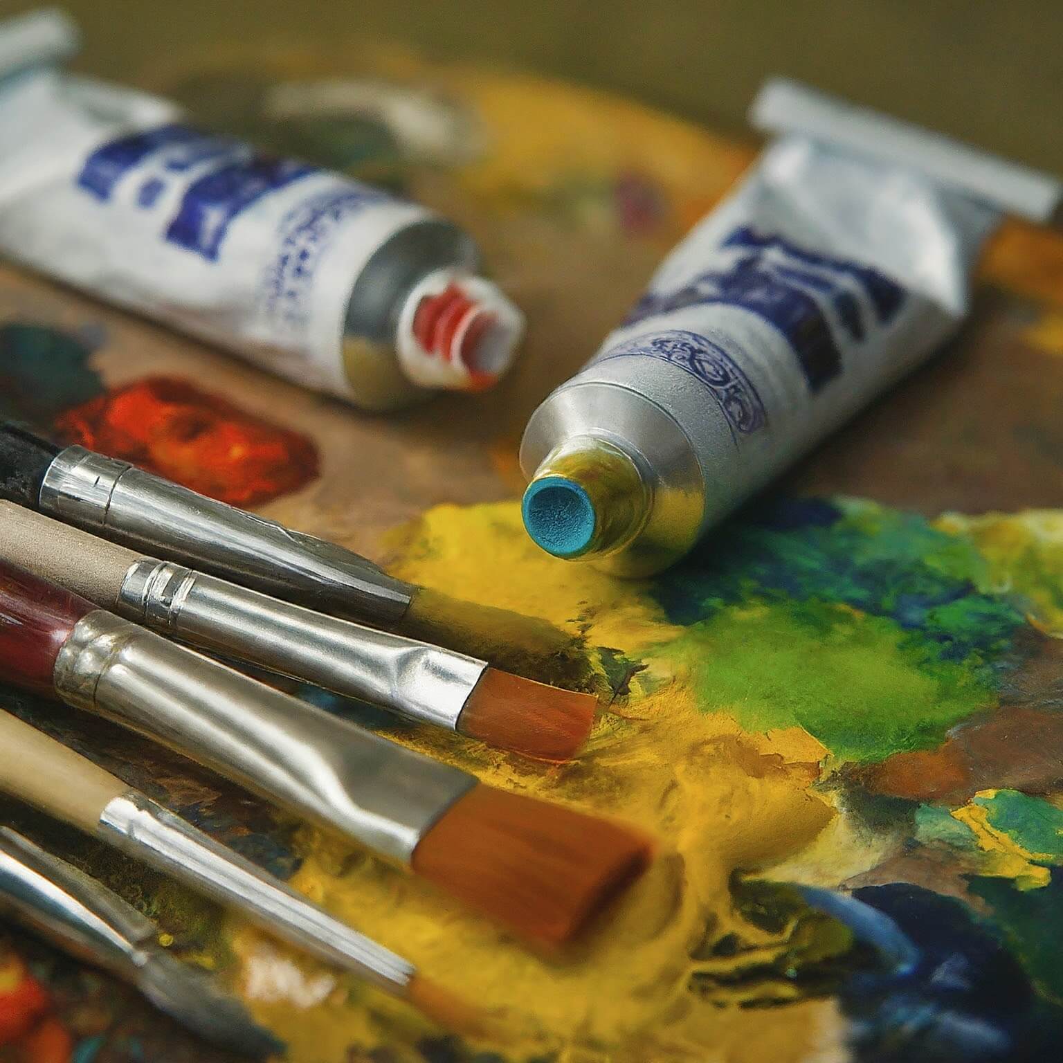 Paintbrush and oil paint.